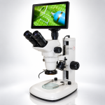 LCD Touch Pad Digital Wide Field Stereo Zoom Trinocular Microscope